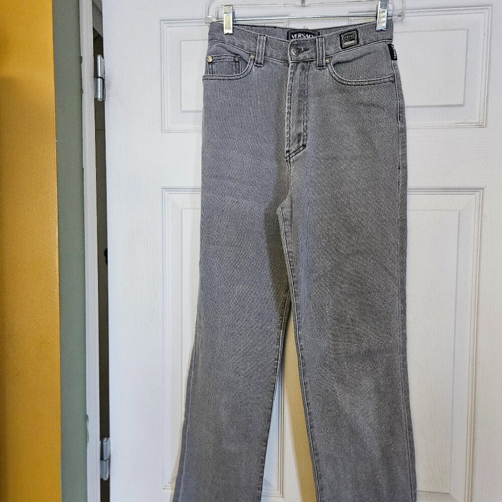 Vintage Versace Jeans Couture High-Waist Corduroy Flared Trousers - Iconic Medus